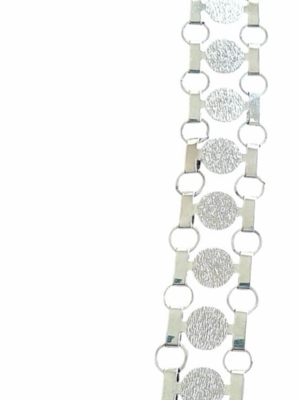 Silver Textured Disc Link Bracelet - Women's Fashion Jewelry